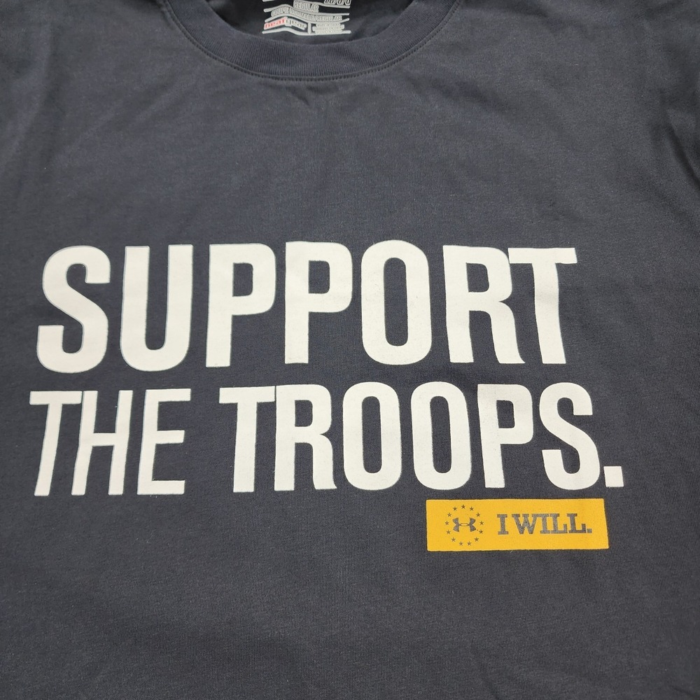 Under Armout T Shirt MENS SIZE L Heat Gear Loose Graphic Support The Troops